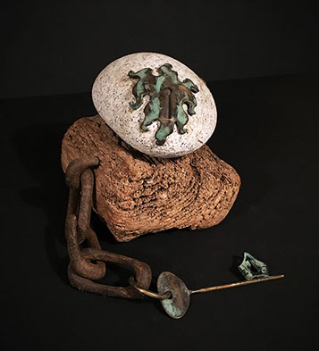 Sydney K Eaton Sculpture stone, rock and key