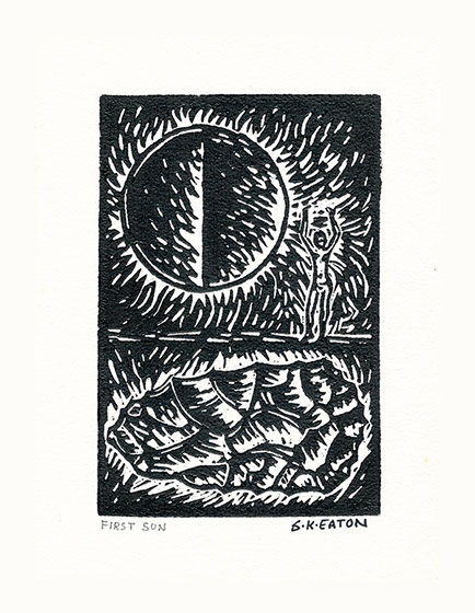 sydney k eaton printmaking "first sun" woodcut